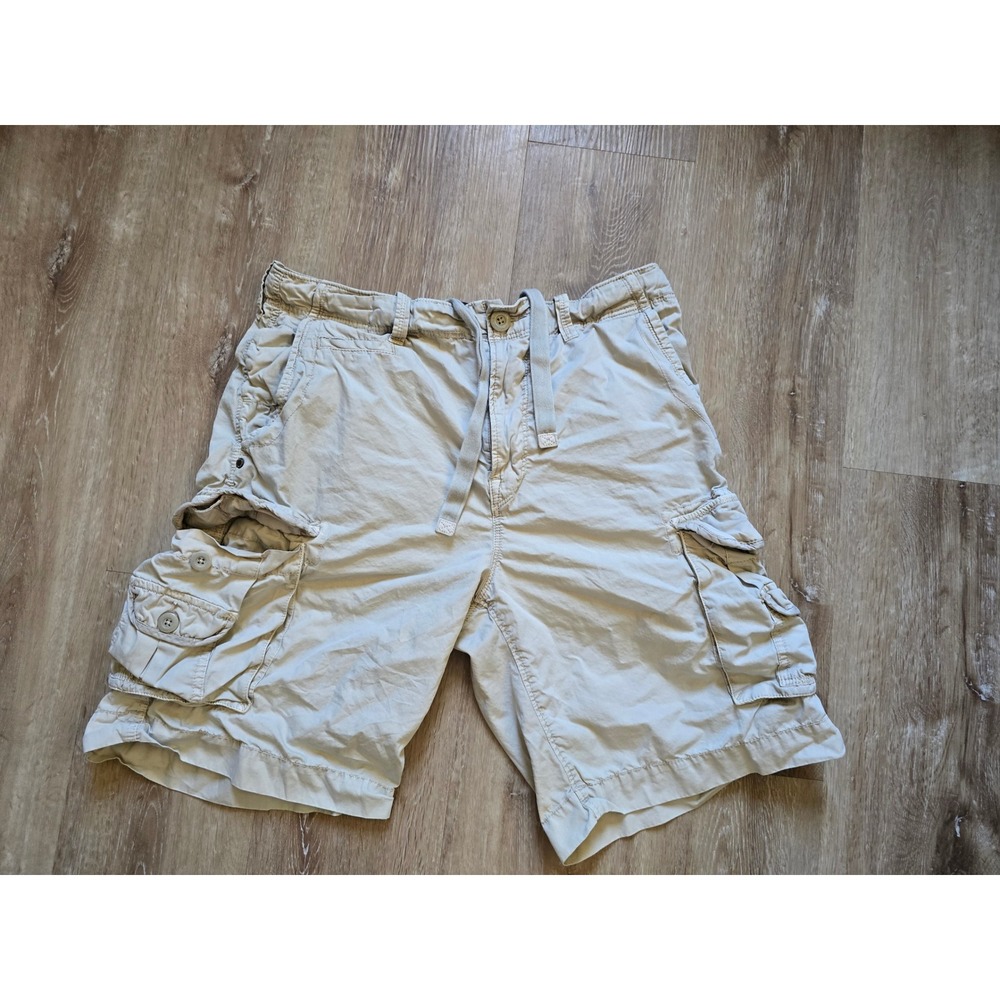 Saltaire Mens Summer Twill Cargo Shorts Khaki Tan Cotton Size 34 comfort